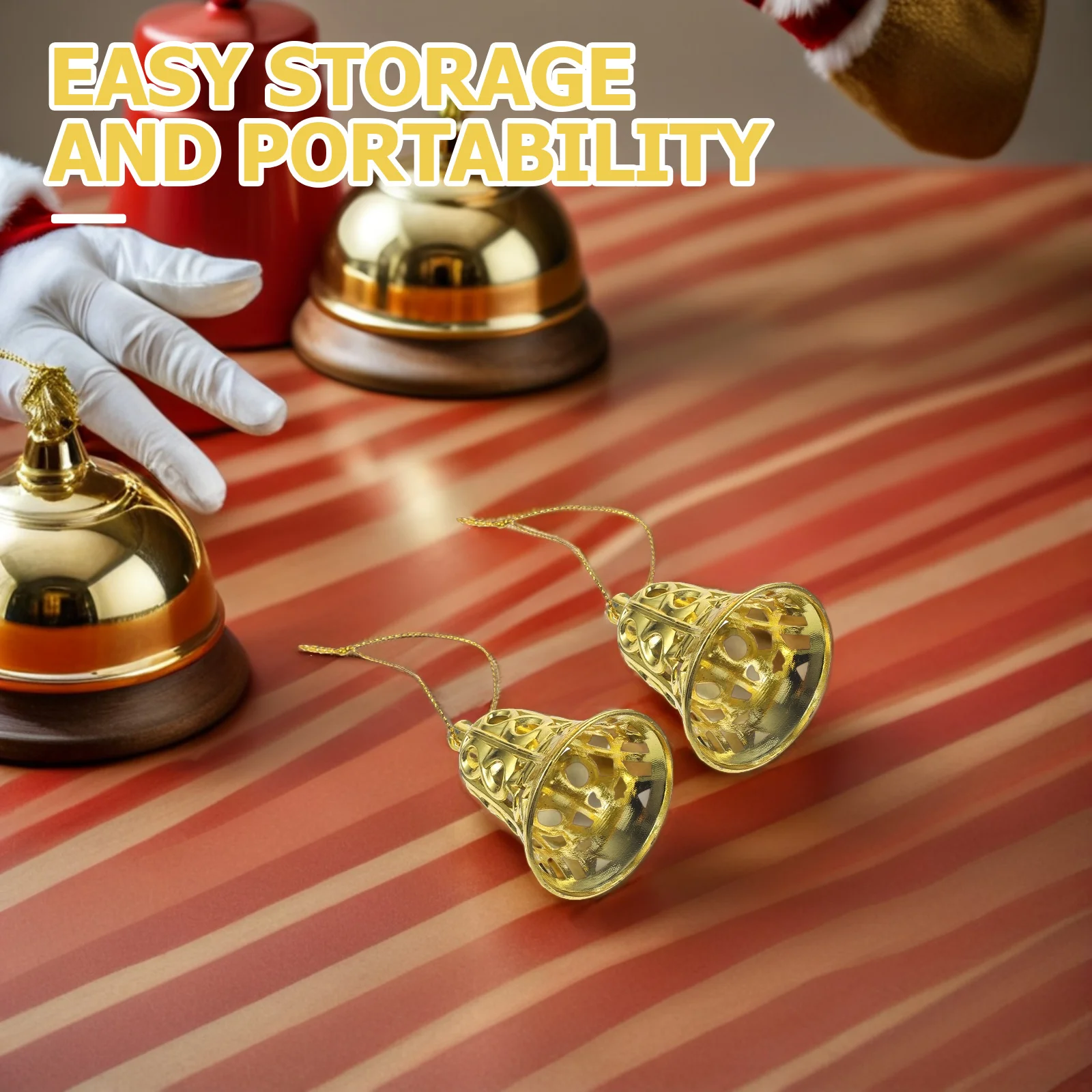 

24Pcs Christmas Tree Jingle Bells Gold Plastic Hanging Bell Ornaments Festive Holiday Party Decorations DIY Crafts