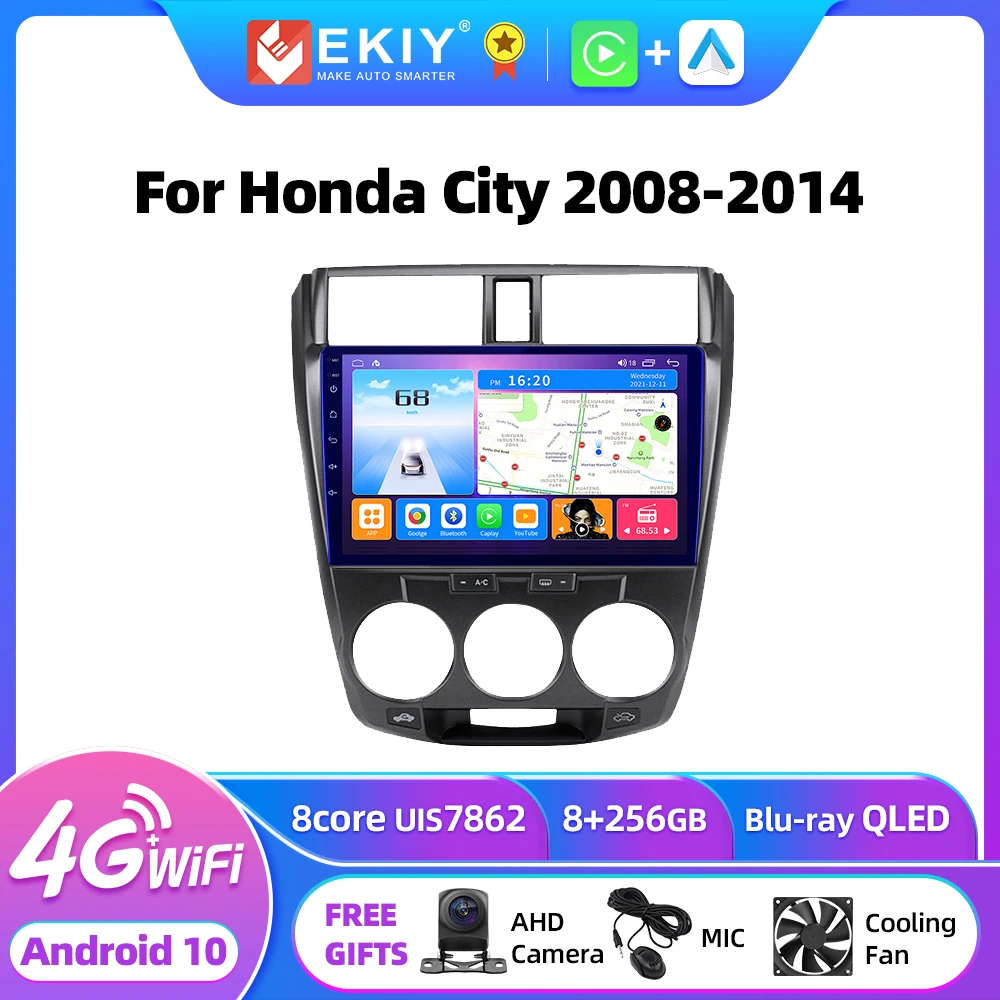 

Автомагнитола EKIY T7 на Android 10.0 мультимедийный видеоплеер для Honda City 2008 2009 2010 2011 2012 2013 GPS навигация 2din DVD