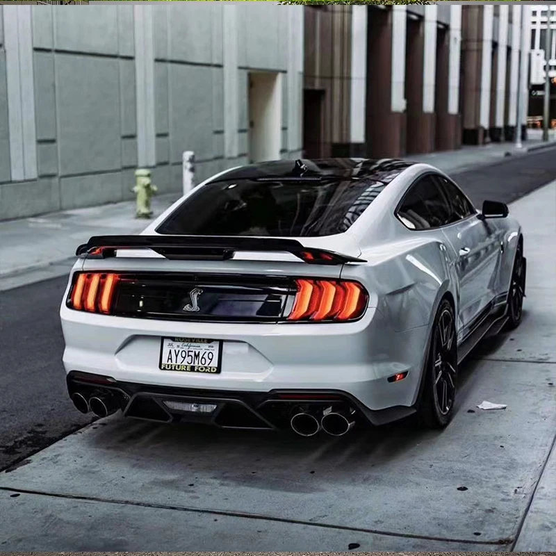 For Ford Mustang 2015 -2022 Real Carbon Fiber GT500 Style Double Deck Exterior Rear Spoilers Sports Fixed Wind Wing