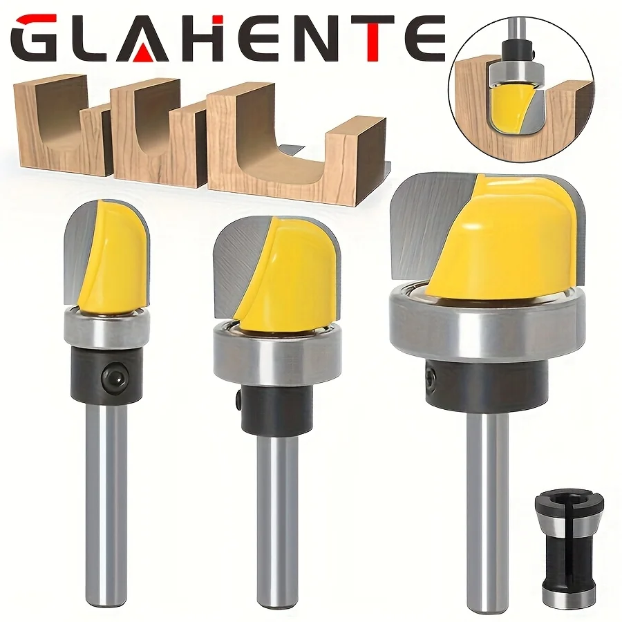 

‌ Набор фрез с круглым дном и хвостовиком 1/4 дюйма, 4 шт., фрезы для глубокой резьбы и фиксации отверстий для деревообработки с подшипниками ‌