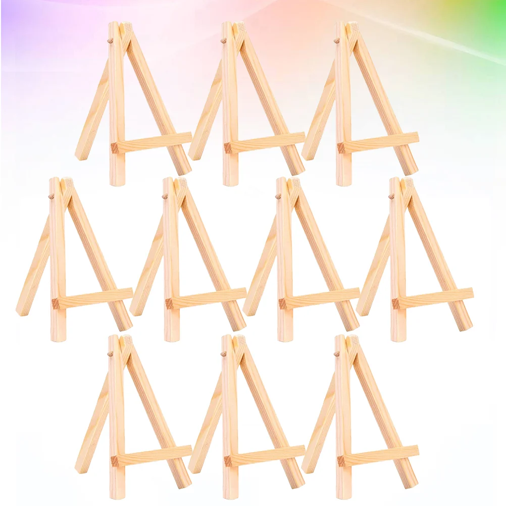 

10pcs Wooden Triangle Easel Convenient Desktop Display Rack Mini Easel Painting Holder for Home Studio (Beige)