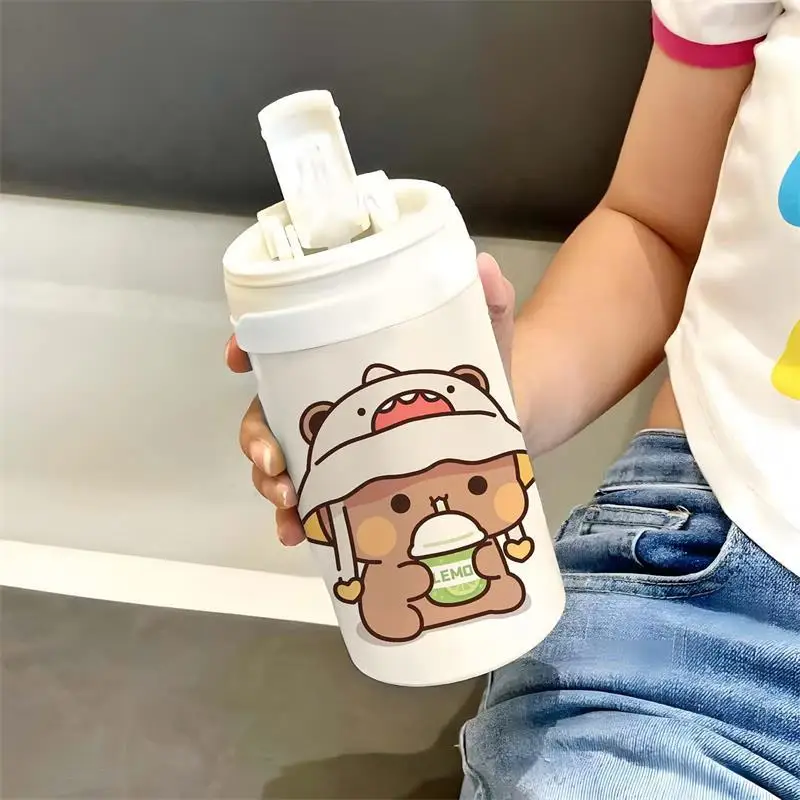 Small Panda Bubu And Yier Cartoon 306 Stainless Steel Water Cup Large Capacity Insulated Cup Portable Lovely Coffee Cups Gift