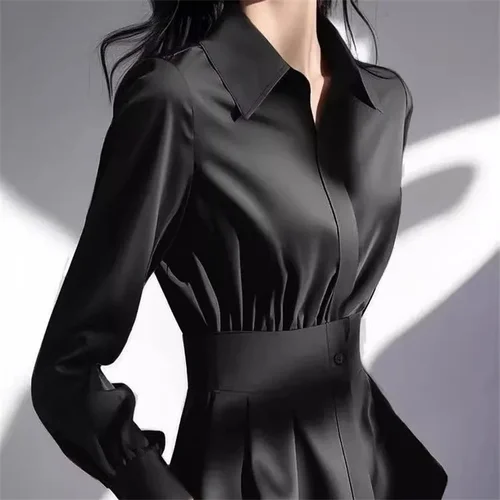 Imagen 2 del producto Camisa con pellizco de cintura para mujer, abrigo hecho en Europa para primavera y verano, chaquetas de nicho elegantes de gama alta, Tops ligeros de lujo para mujer 2025