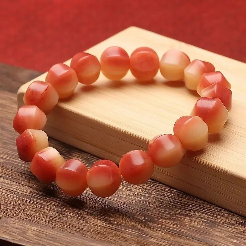 Natural Blood-Filled Solid Carving Shark Back Fidelity Old Materials Bone Buddha Beads Bracelet Tibetan Styl