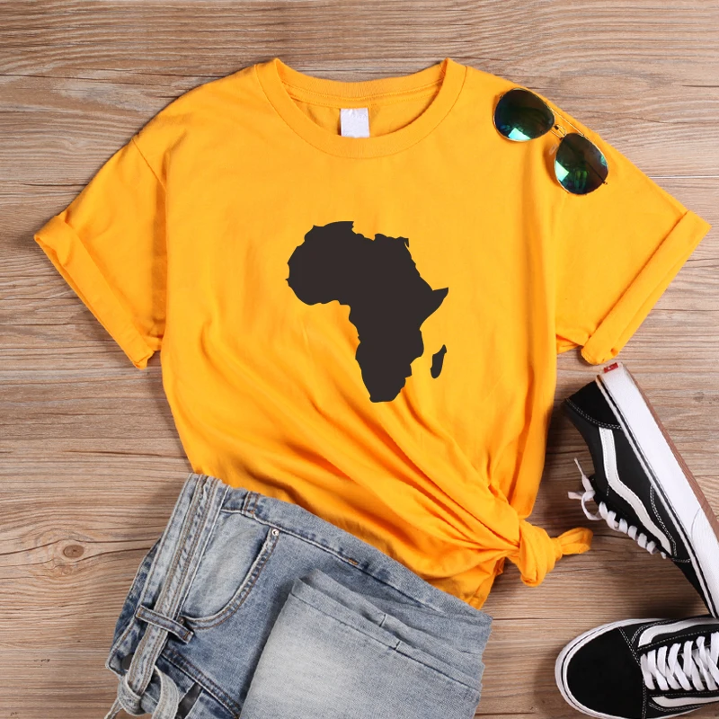 ONSEME Africa Map Graphic T Shirt Melanin T Shirts Women Streetwear Harajuku Tee Tops Feminist Tees Black Culture tshirt