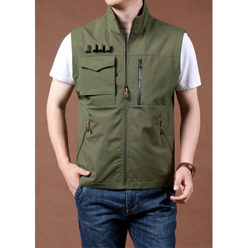 

Luxury Men's Clothing Vest Work Windbreaker Delivery Sleeveless Jacket Leather Vests Camping Fashion Hunting Multi Pocket Coat