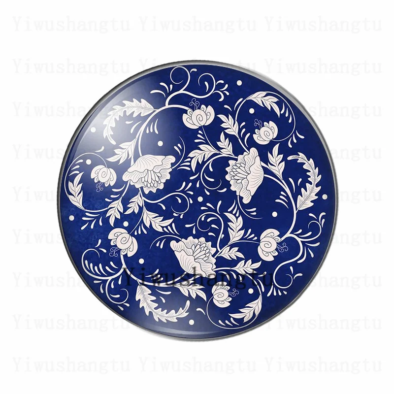 Beauty Vintage flowers  symmetric wreath patterns 12mm/18mm/20mm/25mm Round photo glass cabochon demo flat back Making findings