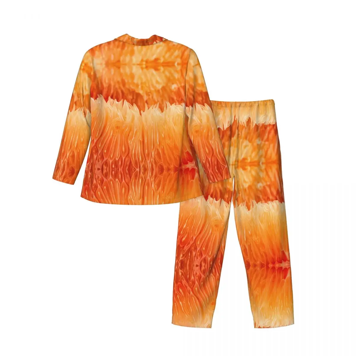 Men Pajamas Set of Autumn Winter Long-Sleeved Fresh Juicy Grapefruit Pulp Home Clothing Sleepwear 2PCS/Set