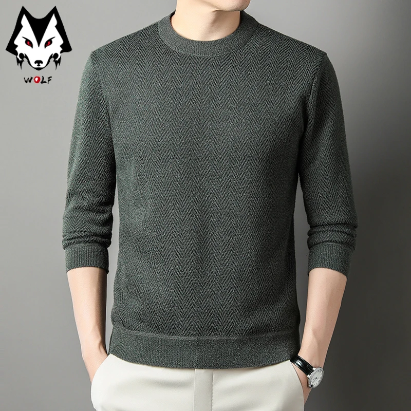 New Men's Casual and Fashionable Long Sleeved Pullover Round Neck Sweater for Autumn and Winter Warm Comfortable Versatile Top