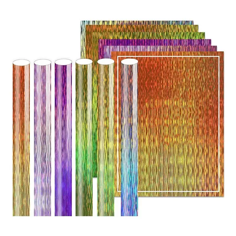 AT21-Brushed Holographic Vinyl Permanent Vinyl Kit 6 Color Adhesive Vinyl Sheets, Vinylpermanent, Waterproofpermanent Vinyl Set