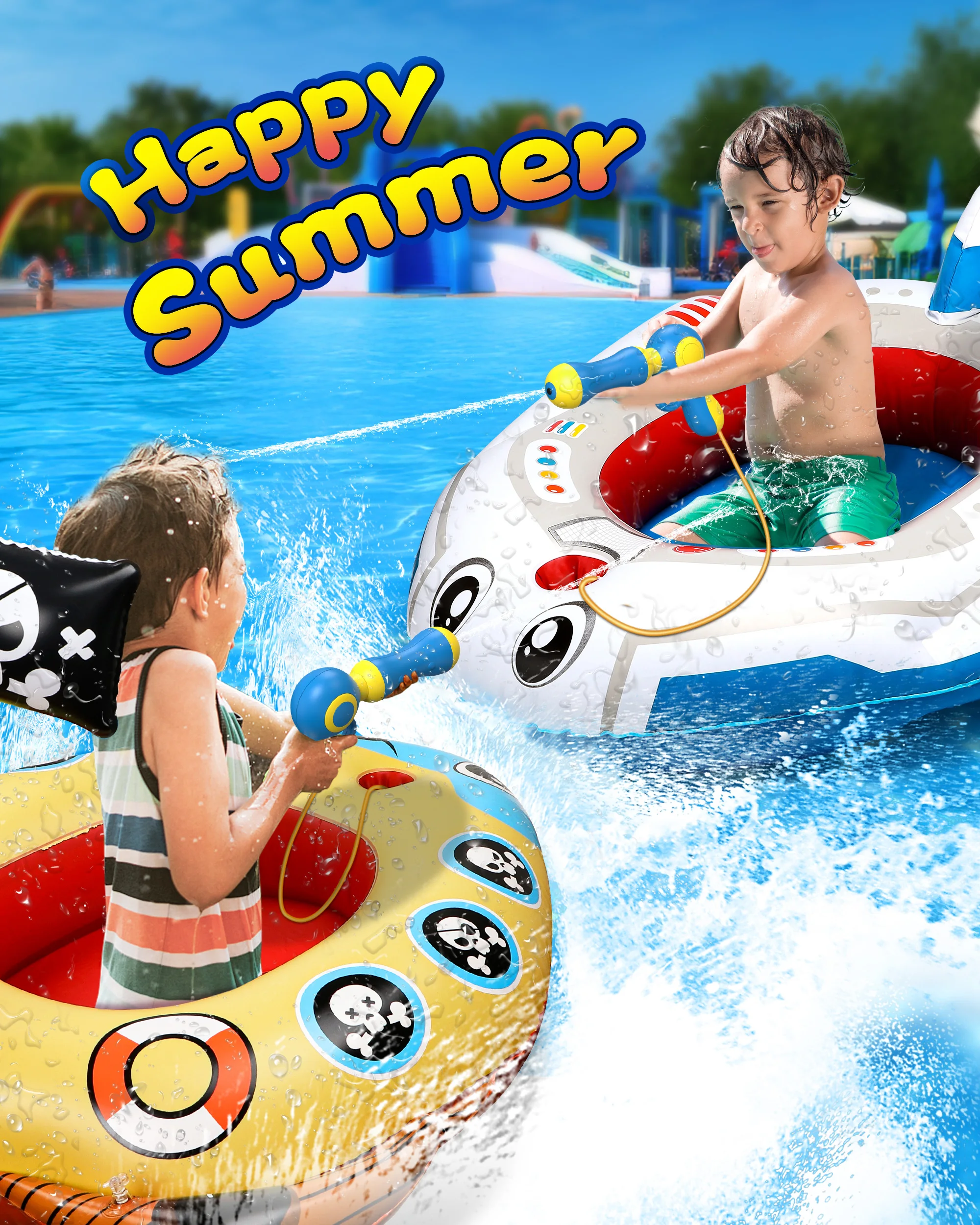 Galleggiante da piscina per bambini con pistola ad acqua, giocattoli gonfiabili per piscina per aeroplano da 4 5 6 7 8 9 anni Divertimento estivo per ragazzi e ragazze