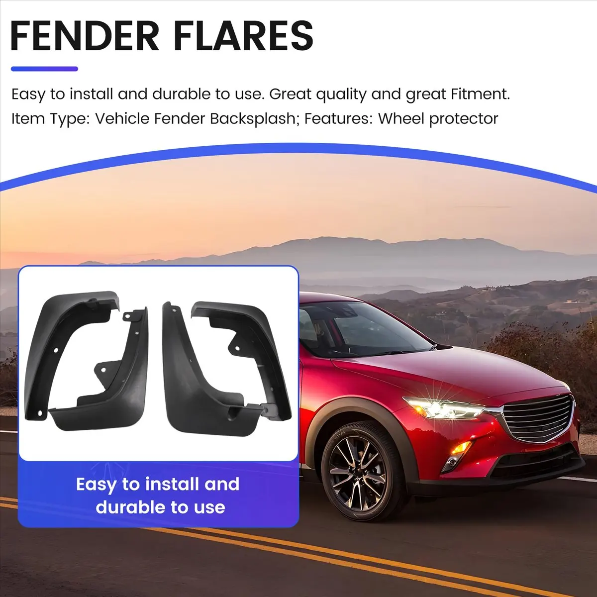 NCSMT for Mazda CX-3 CX3 2017-2019 Fender Mud Flaps Mudguards Exterior Parts Products Cover Accessories 4Pcs