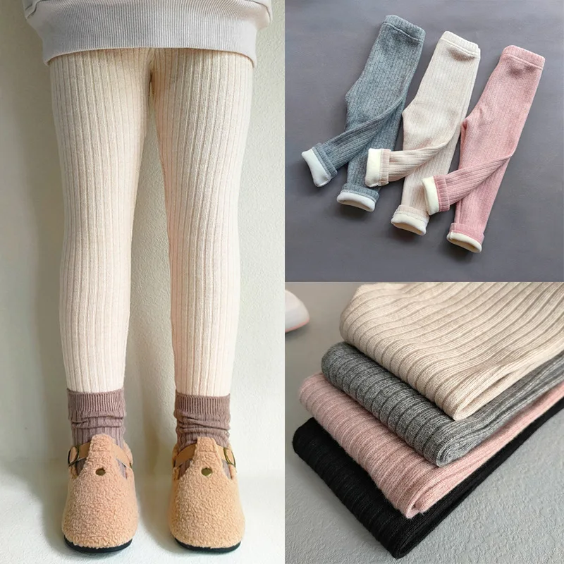 Cashmere Thicken Warm Children's Pants for Autumn Winter Kids Girls Leggings Elasticity Slim Fleece Trousers