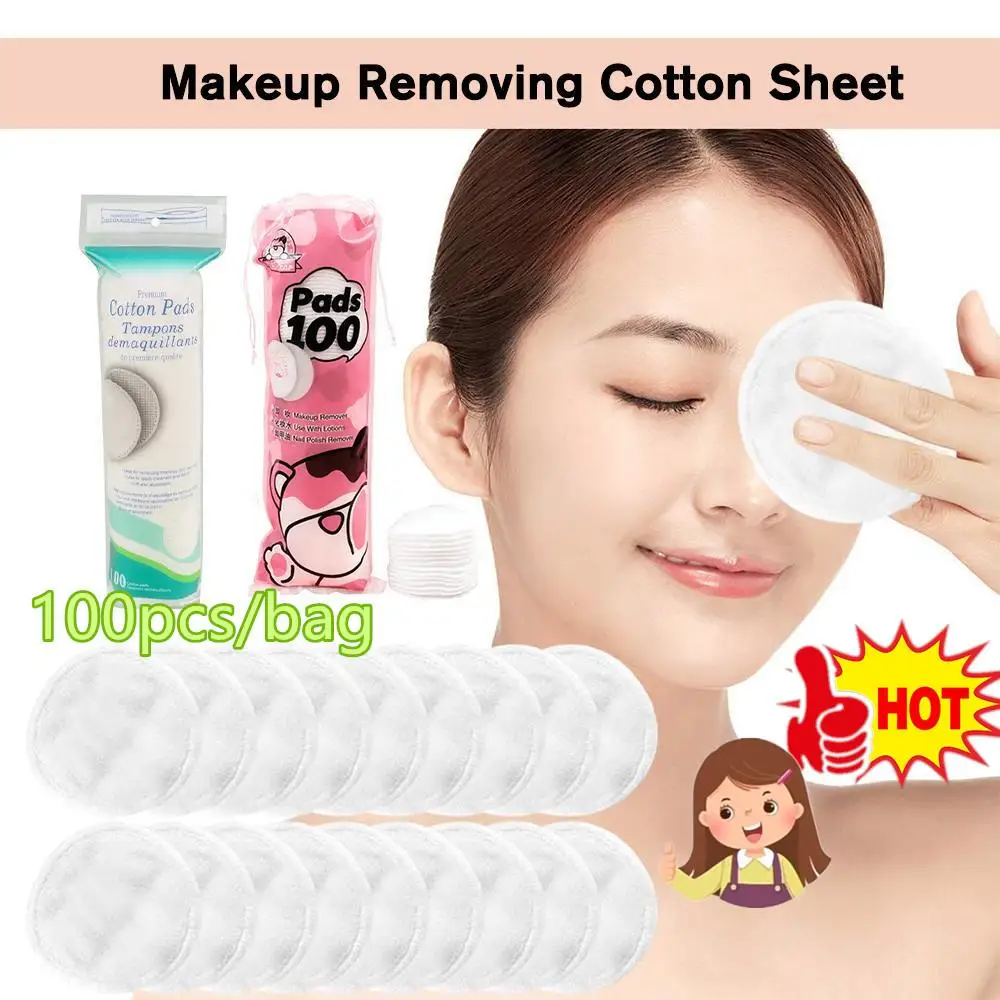 

100pcs/bag Make Up Cosmetic Cotton Wipe Pads Nail Art Cleaning Pads Soft Supplies Facial Cotton Makeup Daily Remover Tool