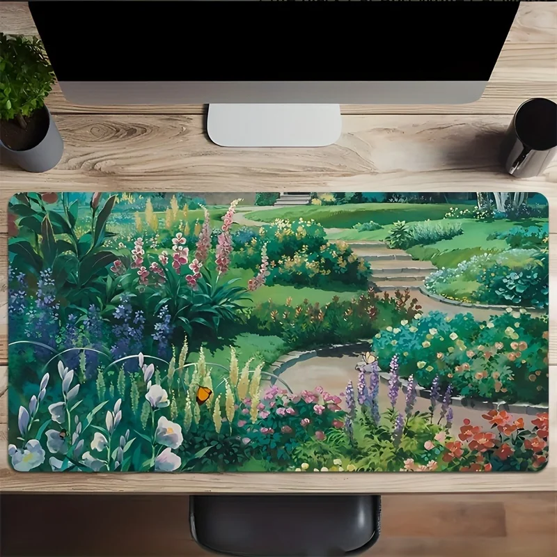 

Садовый коридор, картина маслом, коврик для мыши, большой резиновый противоскользящий настольный аксессуар, коврик для мыши для офисов и геймеров, декоративный коврик для клавиатуры
