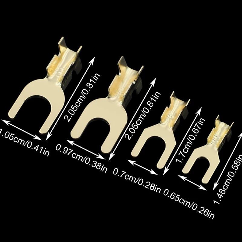 

100Pcs/Pack 3.2/4.2/5.2/6.2MM U-Shaped Brass Cable Grounding Lug Fork Terminal Pressed Bare Terminal Butt Docking Connector