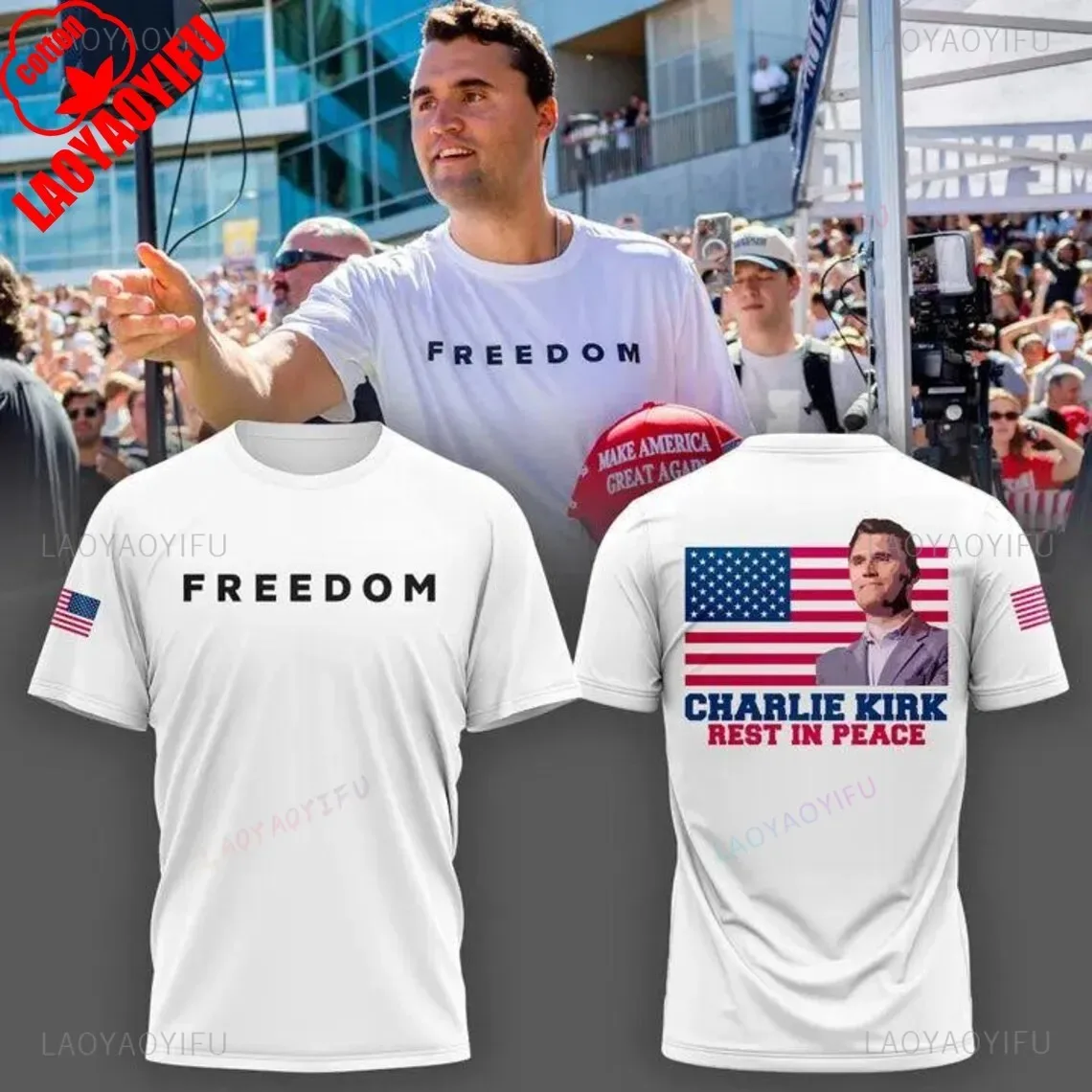 

Настоящий Патриот Чарли Кирк FREEDOM RIP1993-2025Классические футболки с рисунком для мужчин и женщин быстросохнущая футболка высокого качества Ropa Hombre