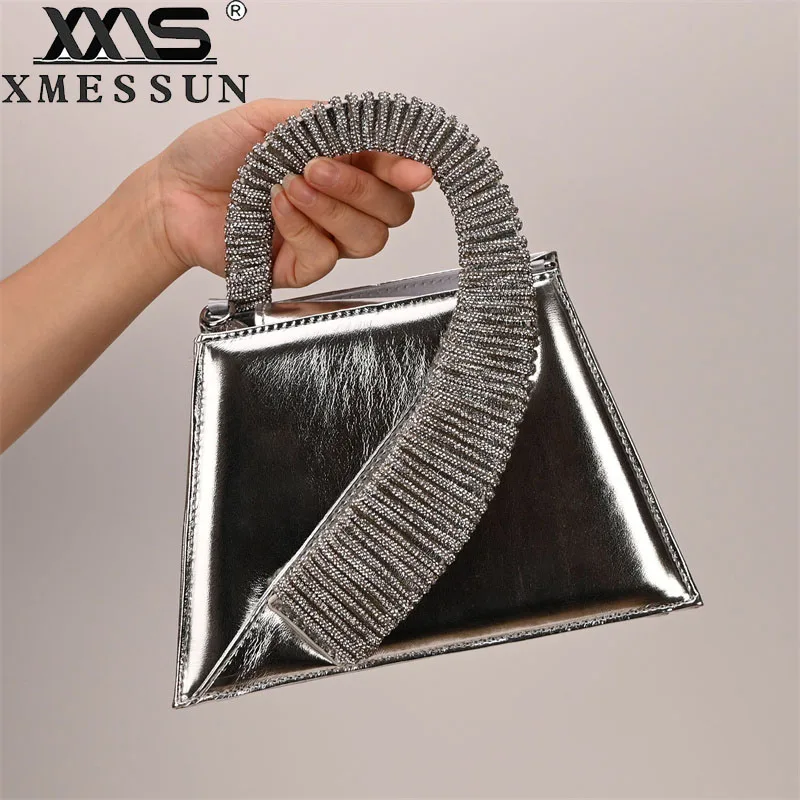 New Luxury Satin Tote Bag For Women,Fashion Designer Crossbody Bag Wedding Party Clutch Purse Ladies Shiny Diamonds Evening Bag