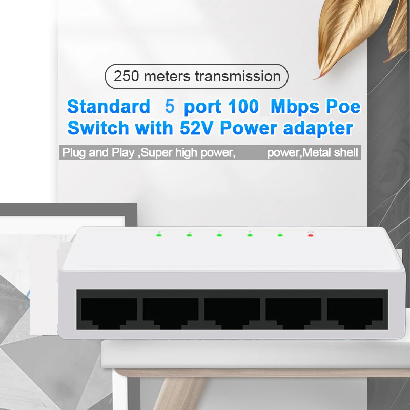 Interruptor Ethernet de 5/8 puertos, conmutador de red de 100mbps, 5V, minidivisor Ethernet, solución de expansión de red con cable rápido para el hogar y la Oficina