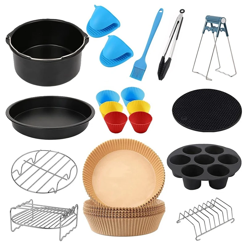 Juego de accesorios para freidora de aire caliente de 8 pulgadas, accesorios reutilizables para freidora de aire, XXL, más de 4,6 litros