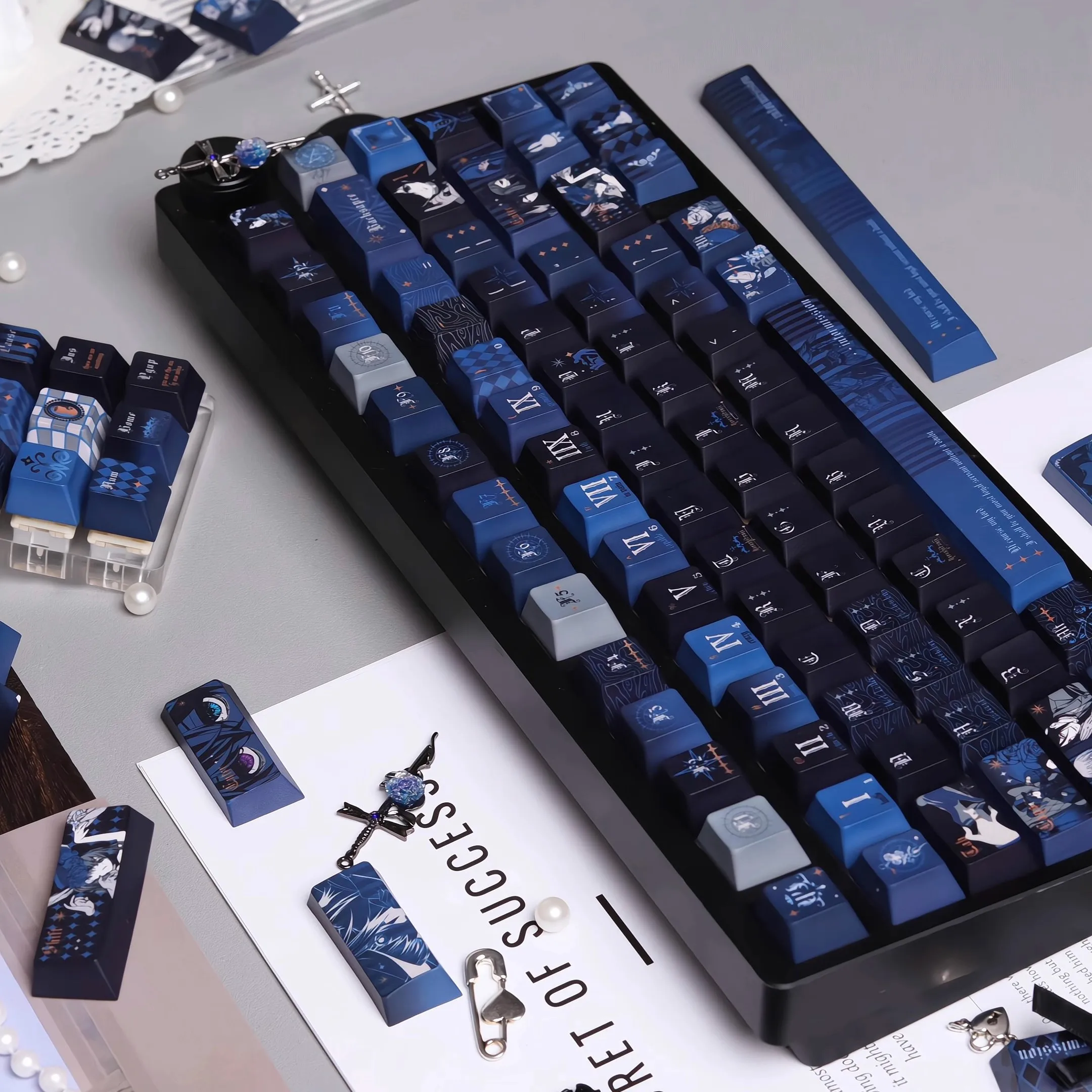Black Butler Theme Keycaps Set PBT Cherry Profile Custom Original Handmade Keycaps for Mechanical Keyboard Accessories Gift DIY