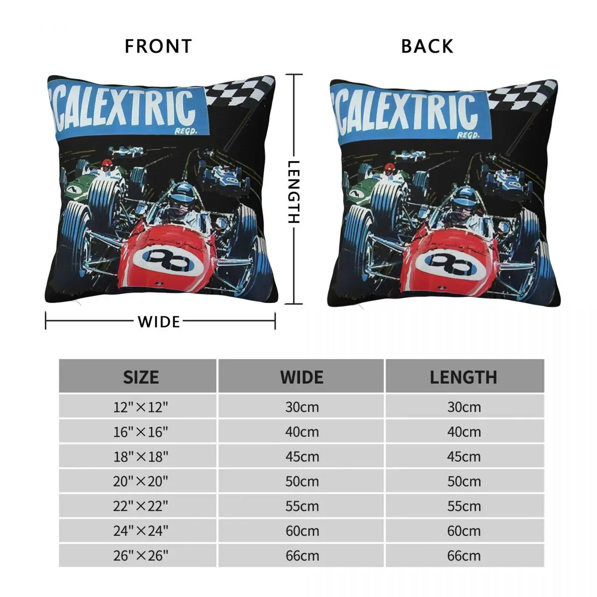 Scalextric Classic Square Pillowcase Pillow Cover Polyester Cushion Zip Decorative Comfort Throw Pillow for Home Bedroom