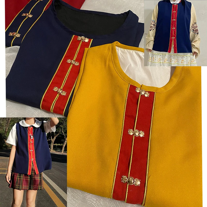 

Ming Dynasty Hanfu Top Women Vest Double layer Bijia Round Neck Daily Chinese Traditional Costume 3colors Autumn Spring