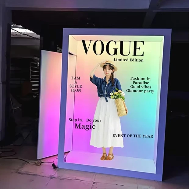 Collapsible Magazine Style Photo Booth Box Portable Party Event Selfie Station with Carry Case