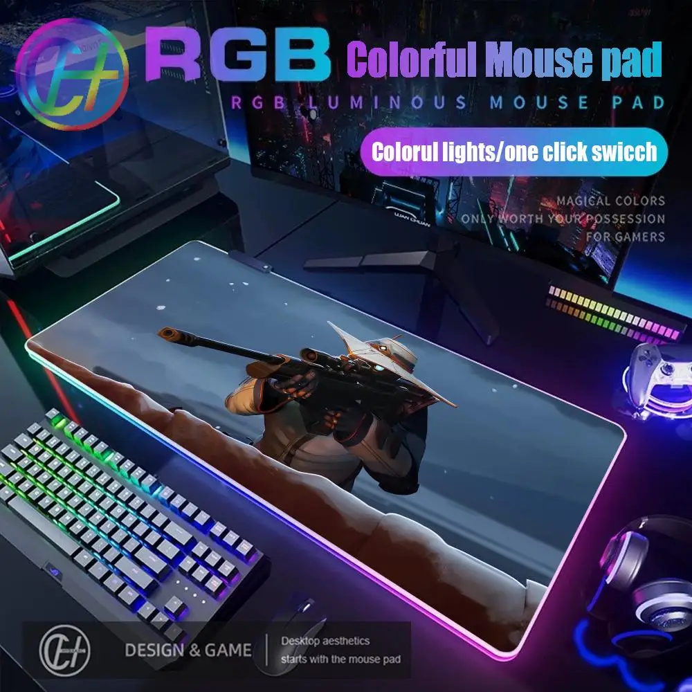 

C_cypher V_valorant Коврик для мыши RGB Игровой коврик для мыши Настольный коврик HD Gamer Большая светодиодная подсветка XXL HYBXAXC Коврики для мыши ПК Компьютерный ковер
