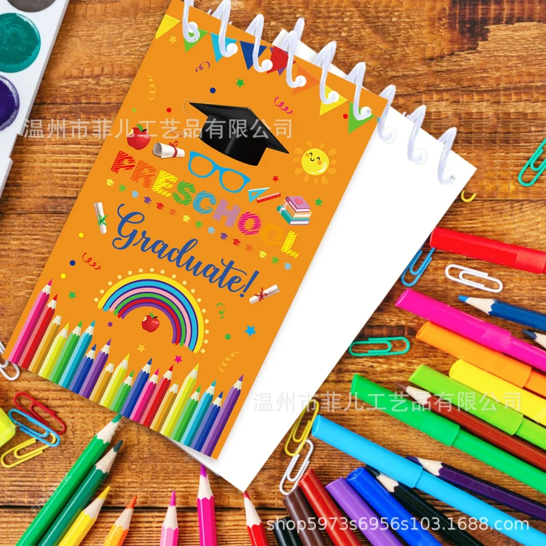 

8-Pack Graduation Notebook Spiral Mini Preschool Pocket Notepad Vertical Flip Memo Pad for Kids Party Favors Student Gift
