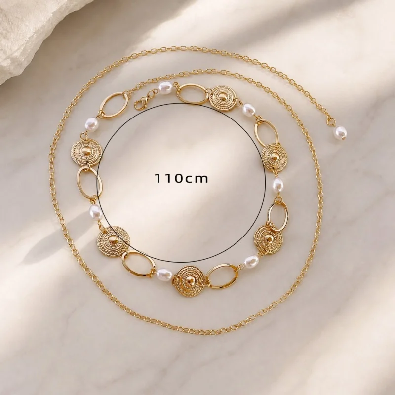 Boho Metal Starfish Shell Waist Chain for Women Summer Beach Sexy Pearl Beaded Belly Chain Bikini Party Vacation Jewelry