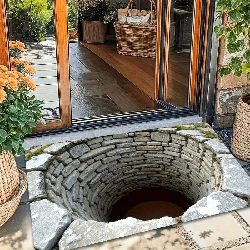VIKAMA 3D-Optische-Illusion-Willkommens-Fußmatte, schmutzabweisend, leicht zu reinigen, für Schlafzimmer, Küche, Teppich, Veranda, Heimdekoration
