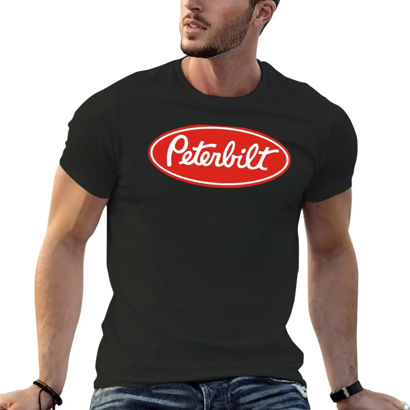 New Peterbilt Truck Logo Redwhite T-Shirt sublime t shirt Anime t-shirt T-shirts for men cotton