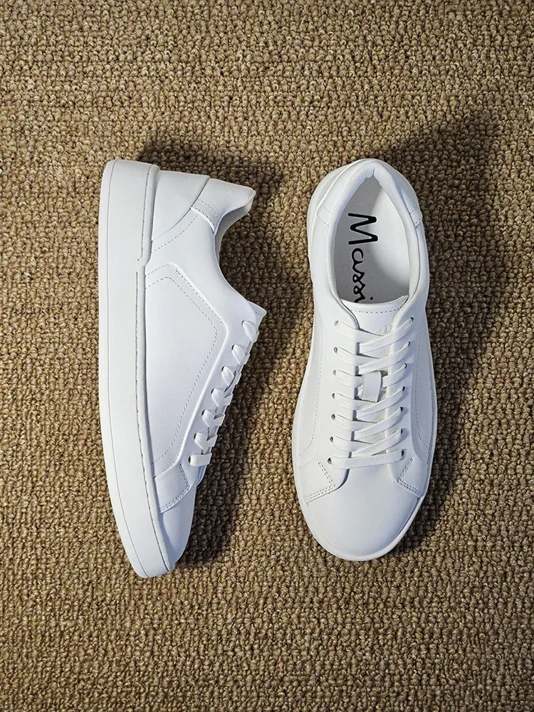

2024 Autumn New Women Genuine Leather Lacing Flats Shoes Solid Basic Sneaker Wild Casual Simple Skate Shoes Female