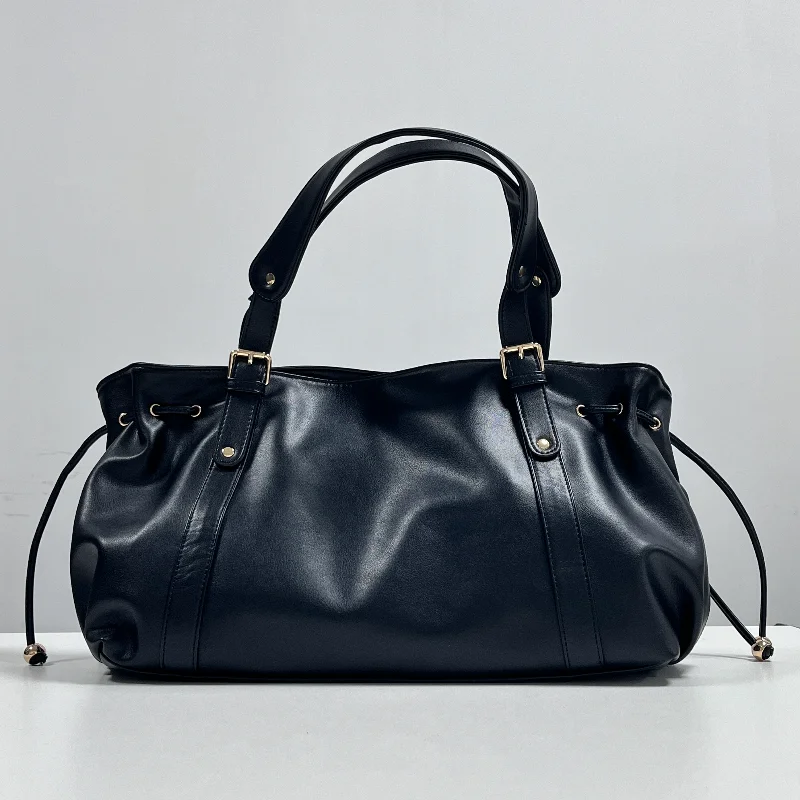 

Drawstring Pleated Brandhandbag Women's Solid Color Cloud-shaped Storage Boston Bag Soft Leather Handbag Buckle Shoulder Bag