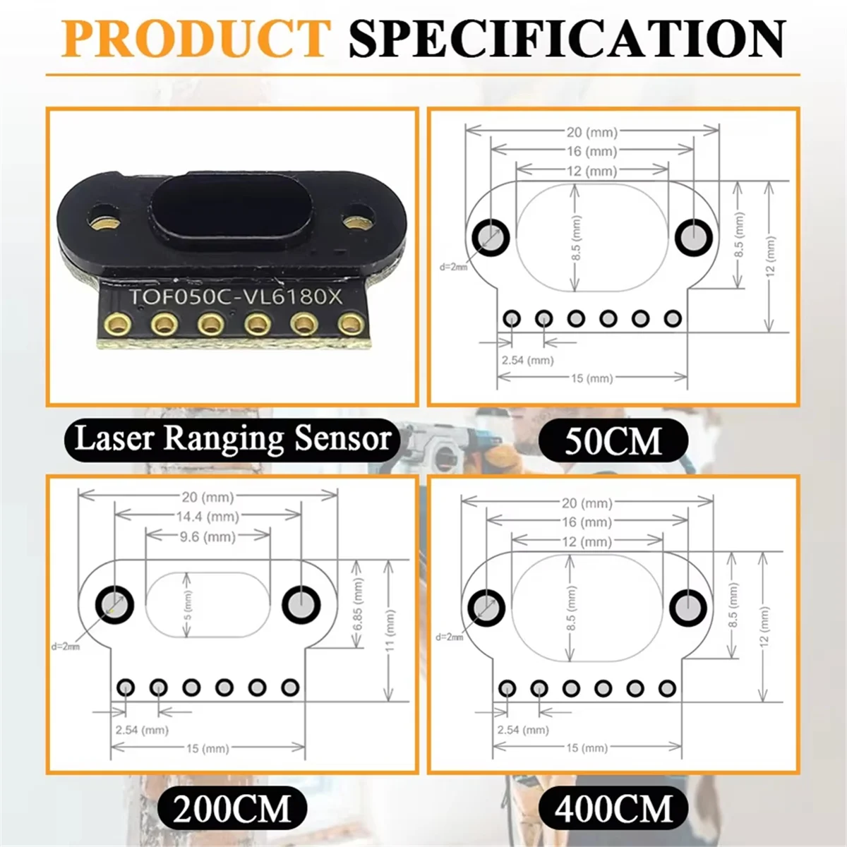 

A11I Laser Ranging Sensor Module for STM32 Measure Flight Distance 50CM I2C Output TOF050C