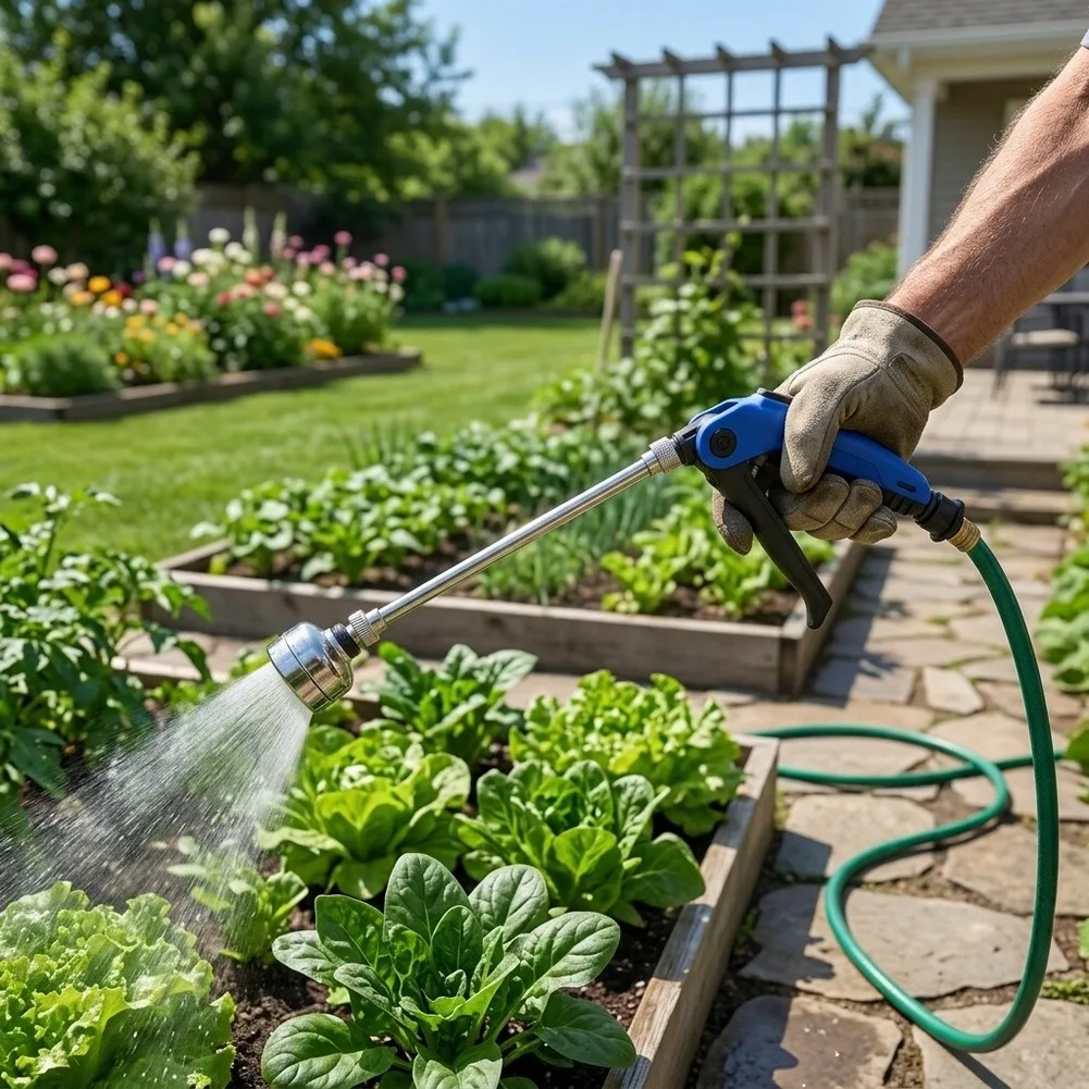Durable= Metal=Garden Watering Sprinkler Tool Long Pole Hose= Nozzle High Pressure Irrigation Equipment For Outdoor Yard