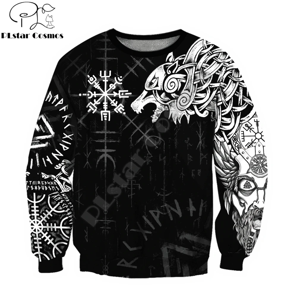 Fenrir-Sudadera con capucha para hombre, con estampado 3D de lobo Vegvisir Symbol Tattoo, Sudadera con capucha y cremallera Unisex, chándales