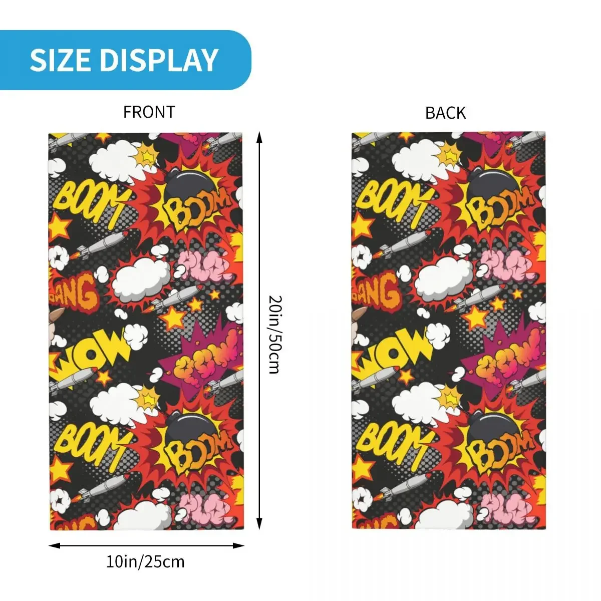 Comic Book Explosion Bandana Neck Gaiter Printed Motor Motocross Graffiti Art Pattern Face Mask Balaclava Cycling Breathable