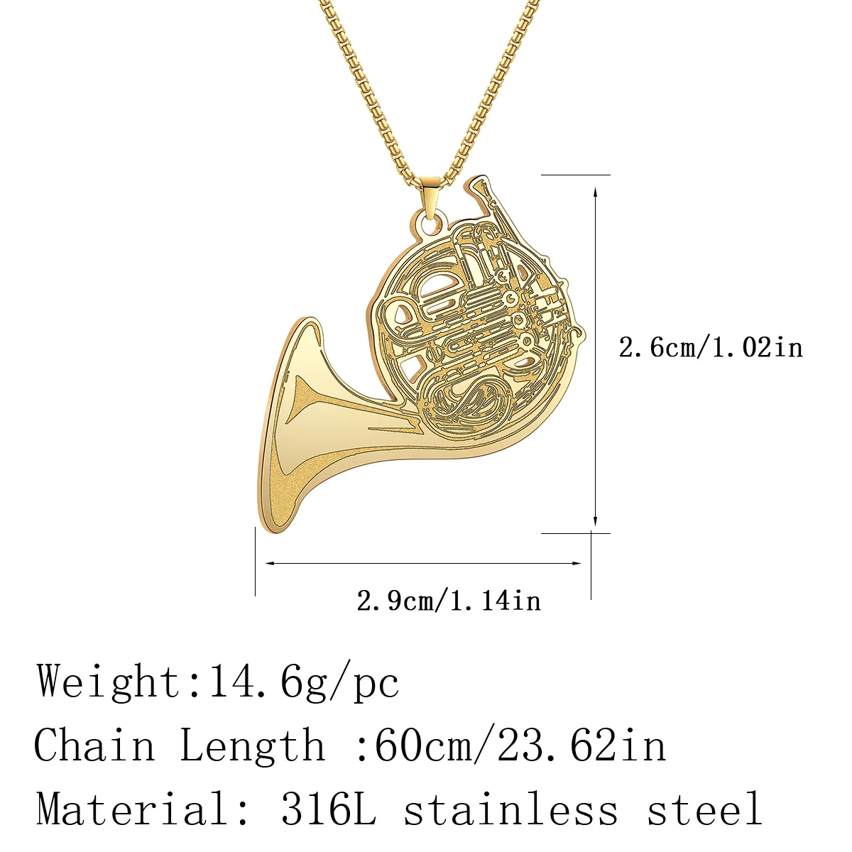 قلادة بدلاية بوق فرنسي من kinal للرجال والنساء ، آلات موسيقية مفصلة ، هدايا مجوهرات #2