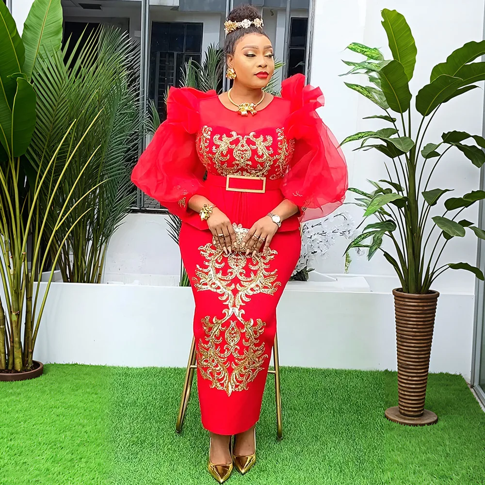 فساتين سهرة صيفية للحفلات لعام 2025 أنيقة للسيدات فاخرة فستان ماكسي بأكمام منتفخة ملابس أفريقيا فساتين حفلات الزفاف