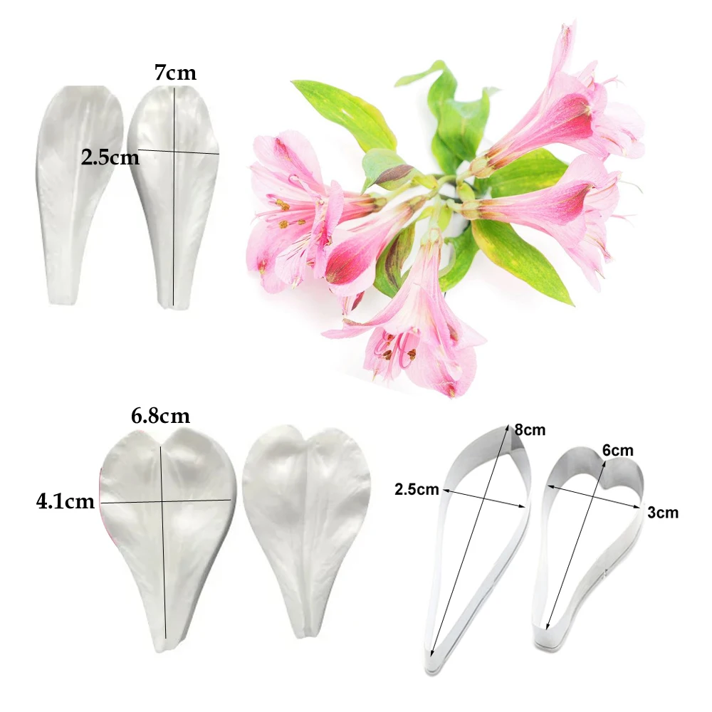 6PCS Peruvian Lily Veiners &Cutters Flower Moldes De Silicon Chocolate Fondant Cake Decorating Tool Sugar Molde Para Pastel