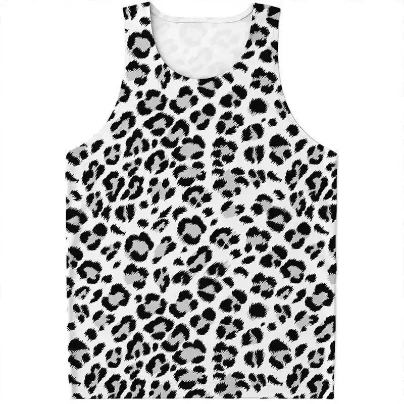 Image of Leopard 3D Print Tank Tops männer Casual Mode Streetwear Bodybuilding Gym Fitness Übergroßen Ärmellose Weste Top Mann Kleidung