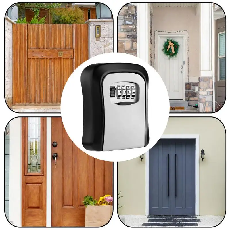 Key Storage Lock Box 4-Digit Combination Key Box Resettable Code Safe Lock Box For Indoor Outdoor Garage Garden Store