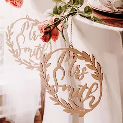 2 Stuks Gepersonaliseerde Bruid En Bruidegom Bruiloft Stoel Terug Teken Mr En Mrs Houten Stoel Decor Ronde Of Hart Party tafel Decoratie
