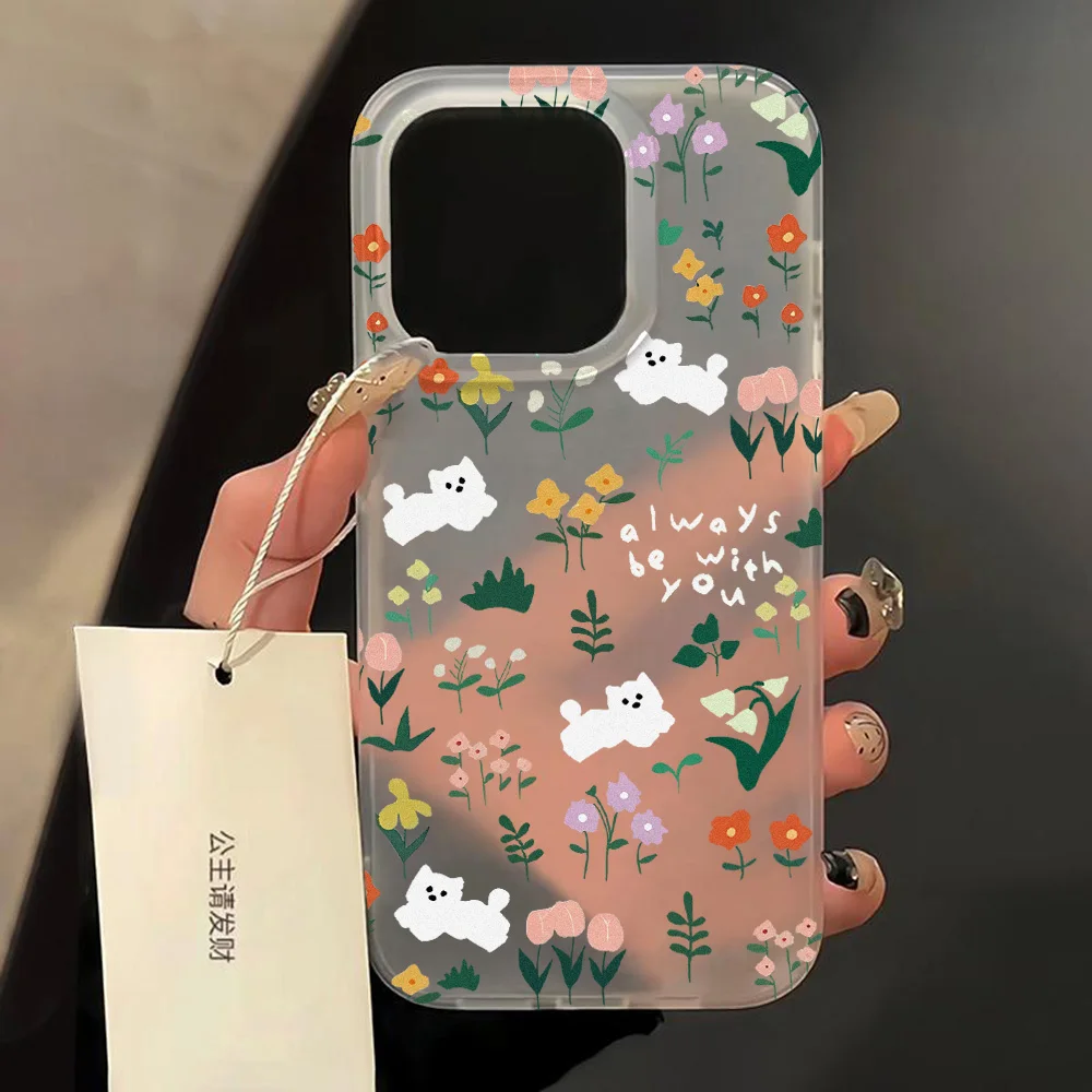 Soft TPU Matte Phone Case for iPhone 11 13 14 Plus 15 Pro Max 12 Mini 13promax 14promax 15promax Flower Transparent Fundas Cover