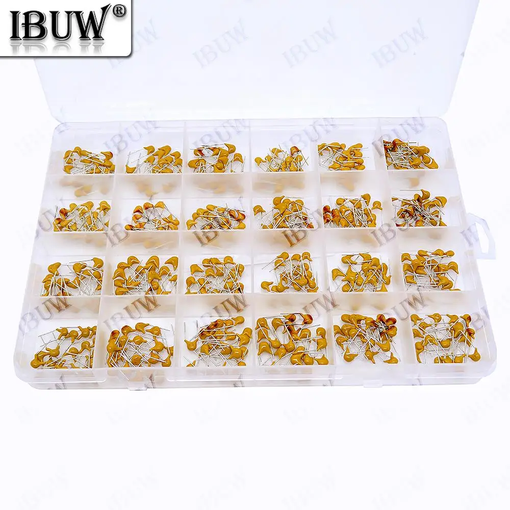 480PCS 24Values Monolithic Ceramic Capacitor Kit (10PF-10UF) Boxed for Electronic Circuit Coupling & Signal Filtering Projects