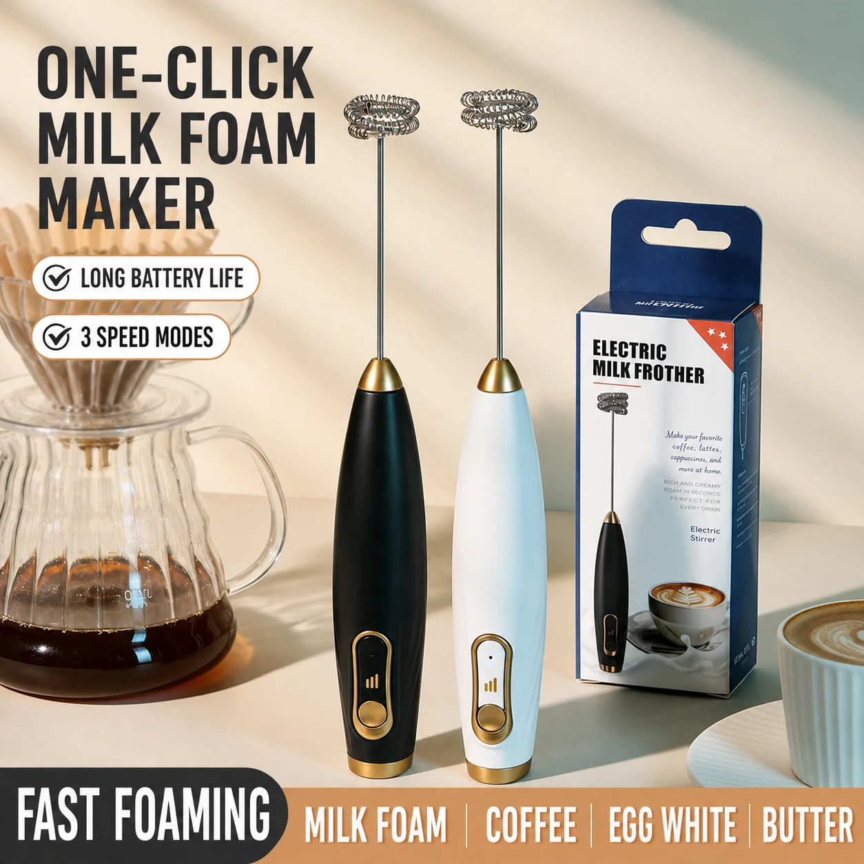USB Rechargeable Electric Handheld Egg Beater, Small Cream and Egg Frother, Milk Frother, Coffee Stirrer, Food Mixer, Single-Head Adjustable Milk Frother, Essential Kitchen Tool, Without Stand