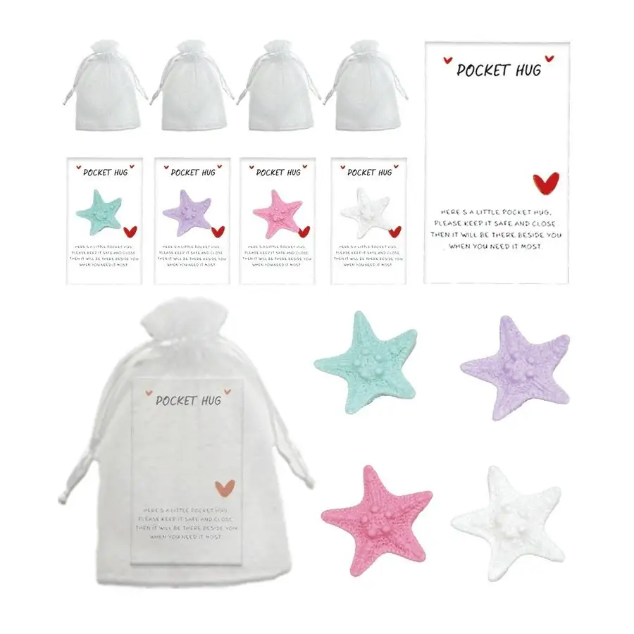 1/5/10/20/50/100pcs Set of Marine Style Macaron-Colored Starfish Pocket Hug Small Gift Card Set Multicolor Starfish Decorations