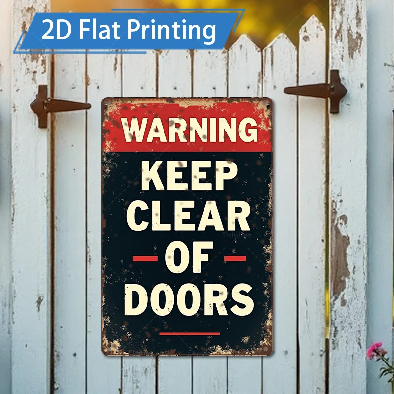[2D FLAT] علامة معدنية مكونة من قطعة واحدة، علامة تحذير ريفية مقاس 8 × 12 بوصة تحافظ على شفافة من الأبواب فنًا معدنيًا